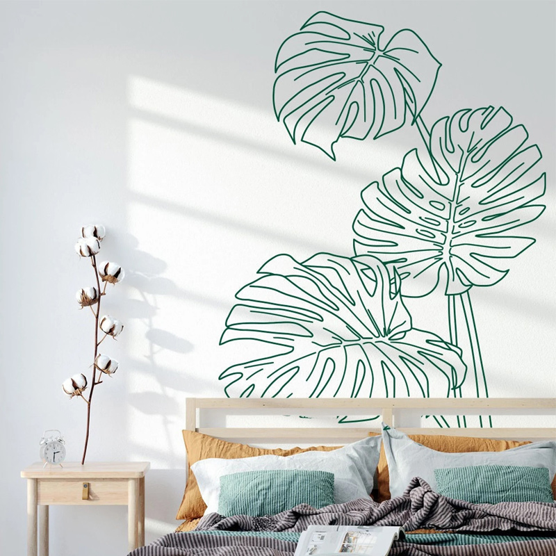 Monstera Thai Constellation - Monstera 열대 정글 나뭇잎 벽 데칼,